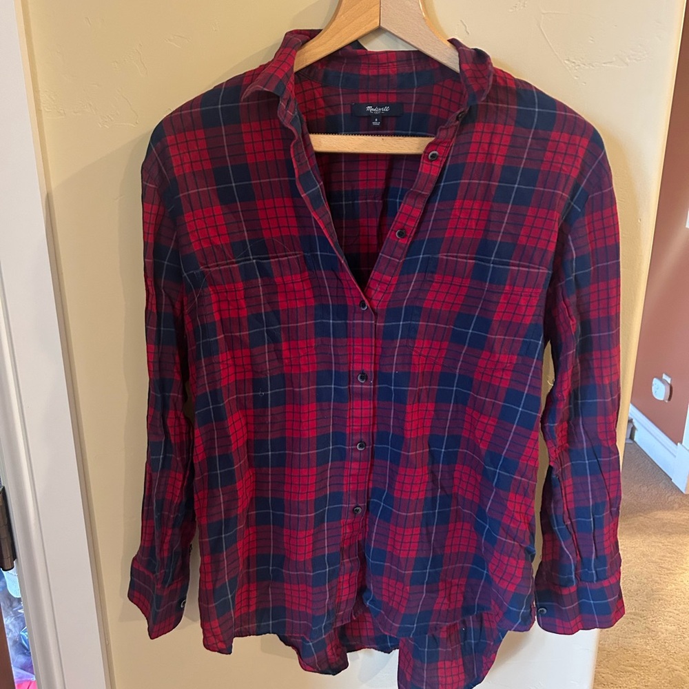 Madewell Red and Blue Plaid Shirt